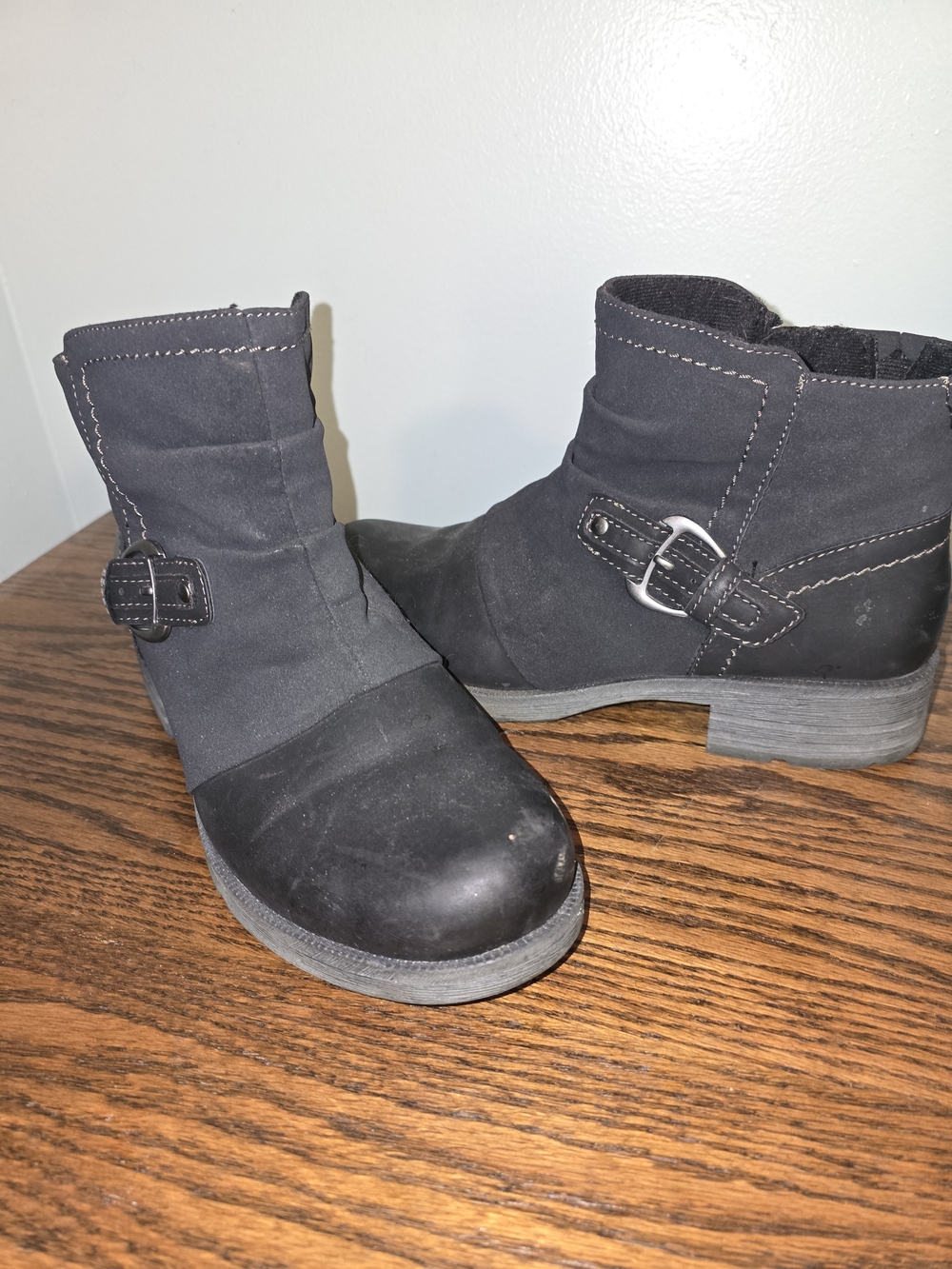 Black Suede Ankle Booties with Buckle Detail Earth Origins